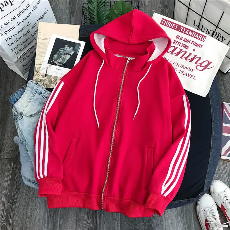 Women Red Fleece Hoodie Winter Warm All Match — feature 17