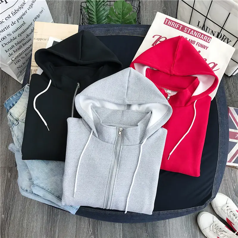 Women Red Fleece Hoodie Winter Warm All Match — feature 3