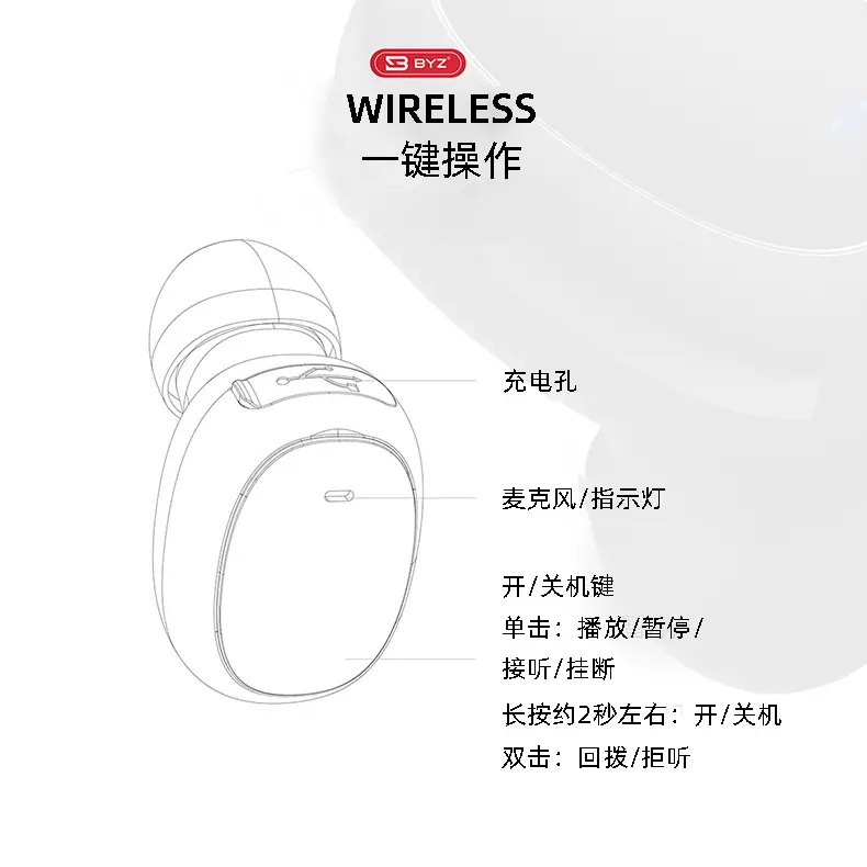 Wireless Bluetooth Headset One Key Operation Compact Comfortable - Image 4