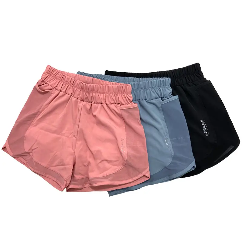 Women's Pink Anti-Exposure Mesh Shorts with Double Pocket