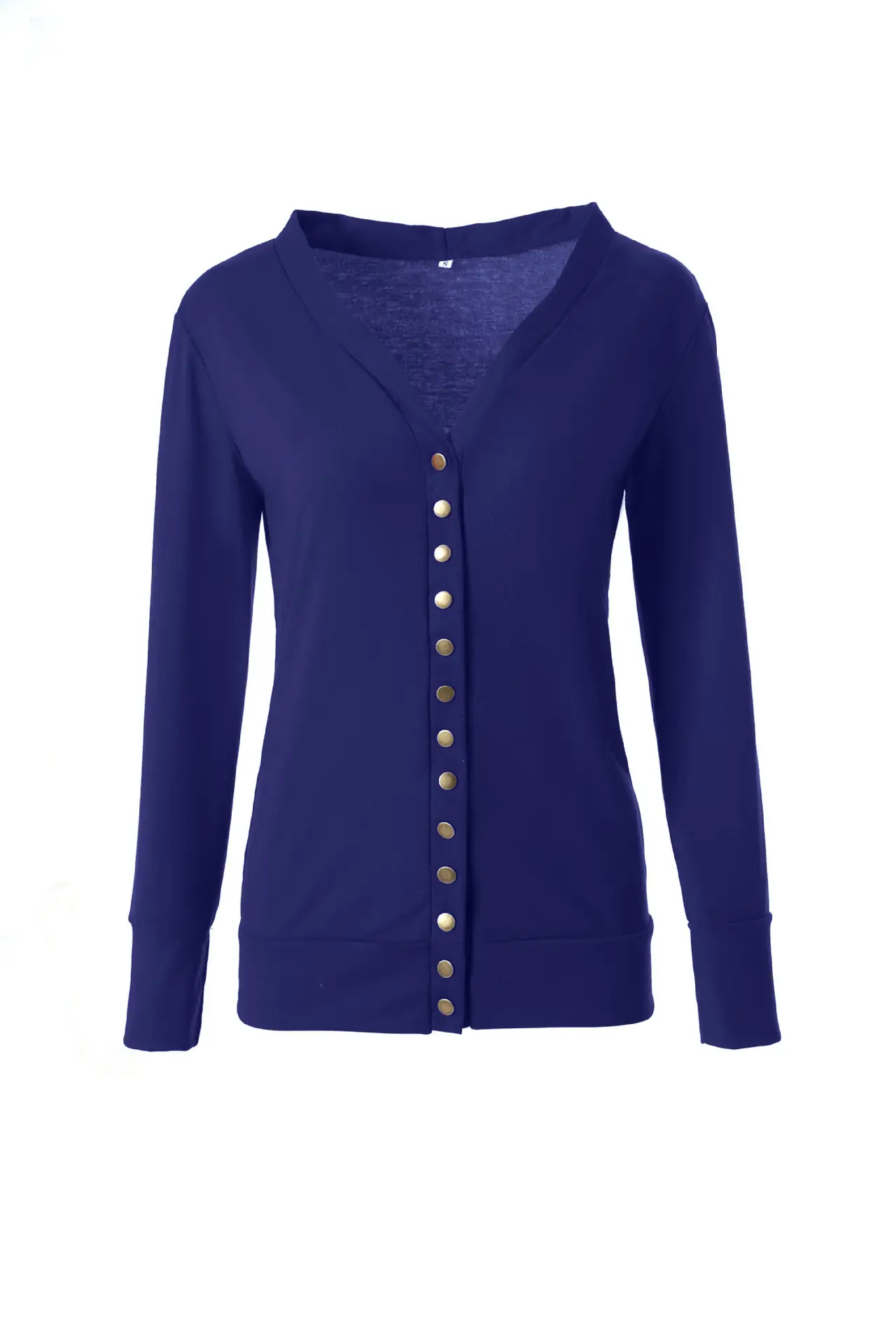 Women's Elegant Button Cardigan Jacket Black Green Maroon Blue - Image 5