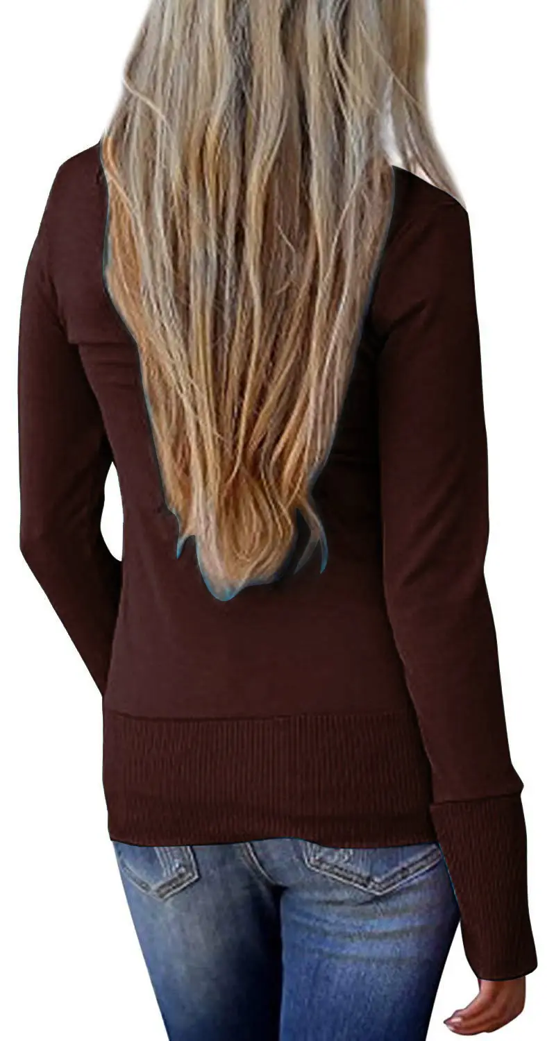 Women's Elegant Button Cardigan Jacket Black Green Maroon Blue - Image 6