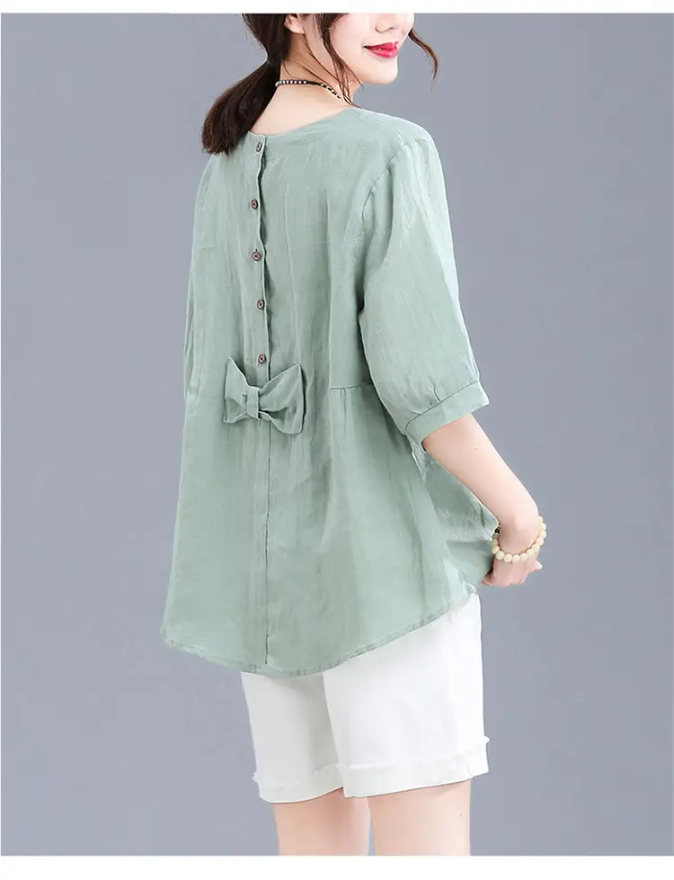 Women Printed Cotton Linen T-Shirt 2024 Summer — feature 30
