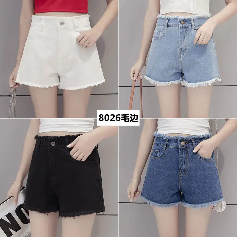 Women High-waisted Denim Shorts White 2020 - Image 2
