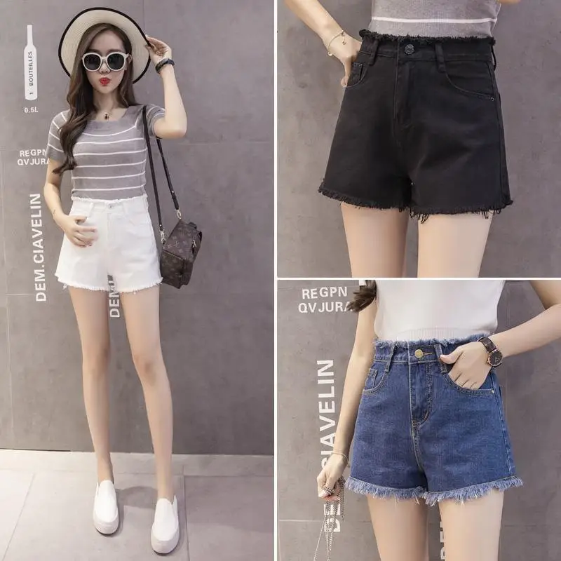 Women High-waisted Denim Shorts White 2020 - Image 3
