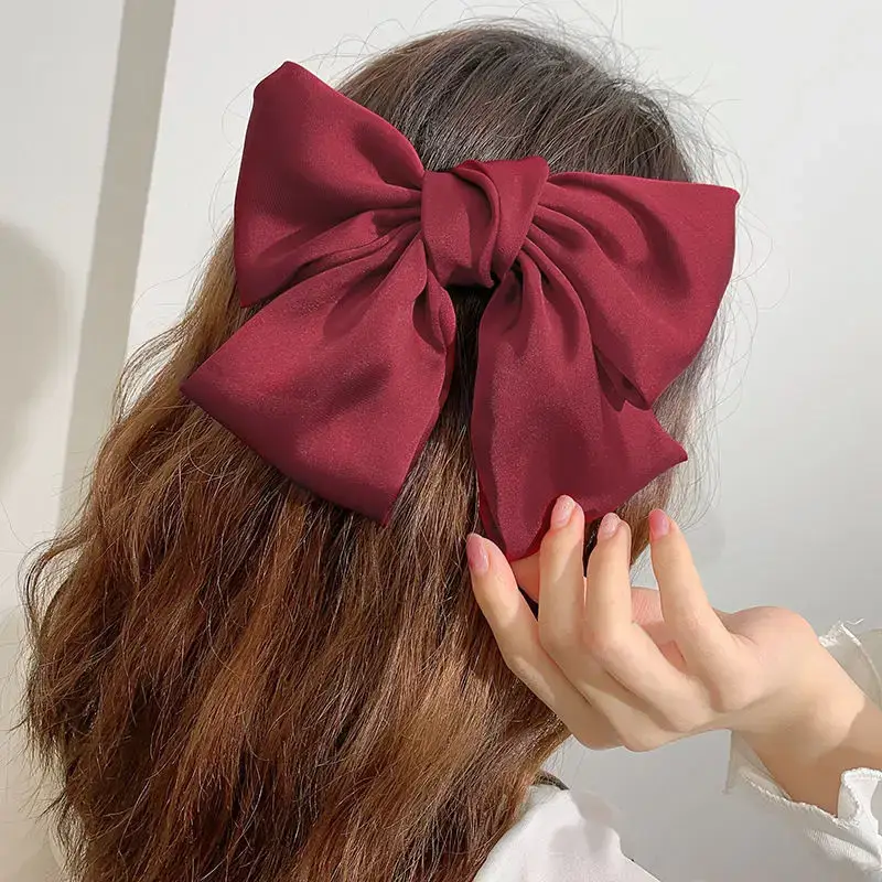 Oversized Maroon Hairpin Bow for Girls - Image 26