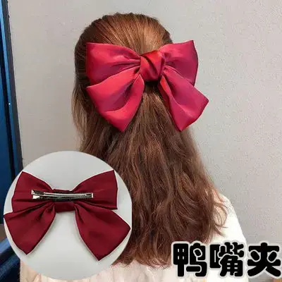 Oversized Maroon Hairpin Bow for Girls - Image 11