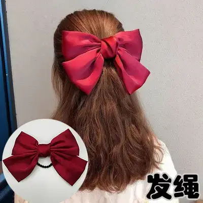 Oversized Maroon Hairpin Bow for Girls - Image 19