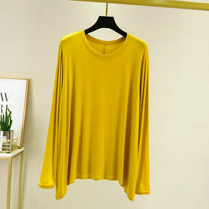 Women's Yellow Long Sleeve T-Shirt Loose Fit Plus Size - Image 6
