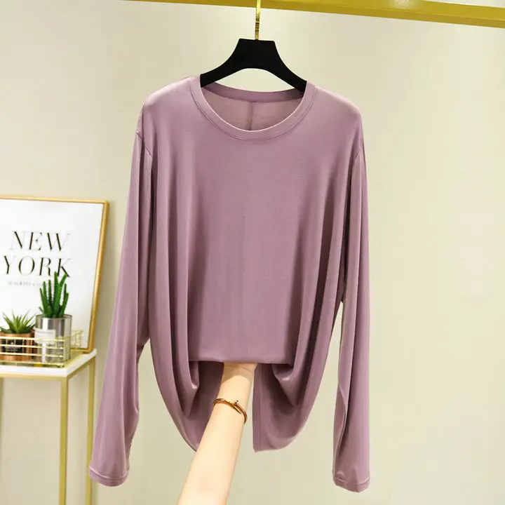 Women's Yellow Long Sleeve T-Shirt Loose Fit Plus Size - Image 2