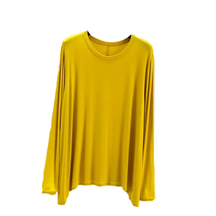 Women's Yellow Long Sleeve T-Shirt Loose Fit Plus Size - Image 7