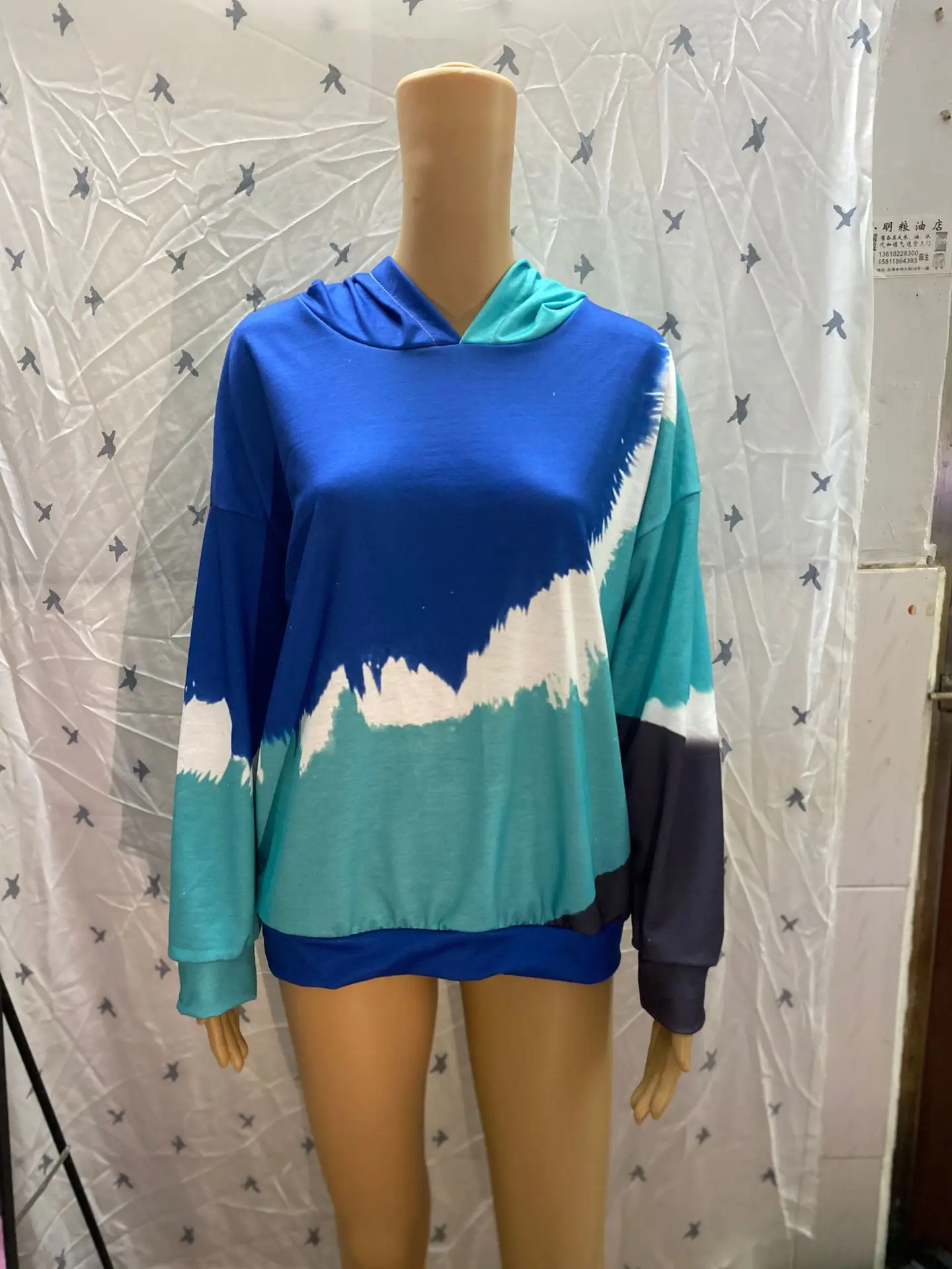 Women's 2020 Tie-Dye Hooded Sweatshirt Orange Green Loose Fit