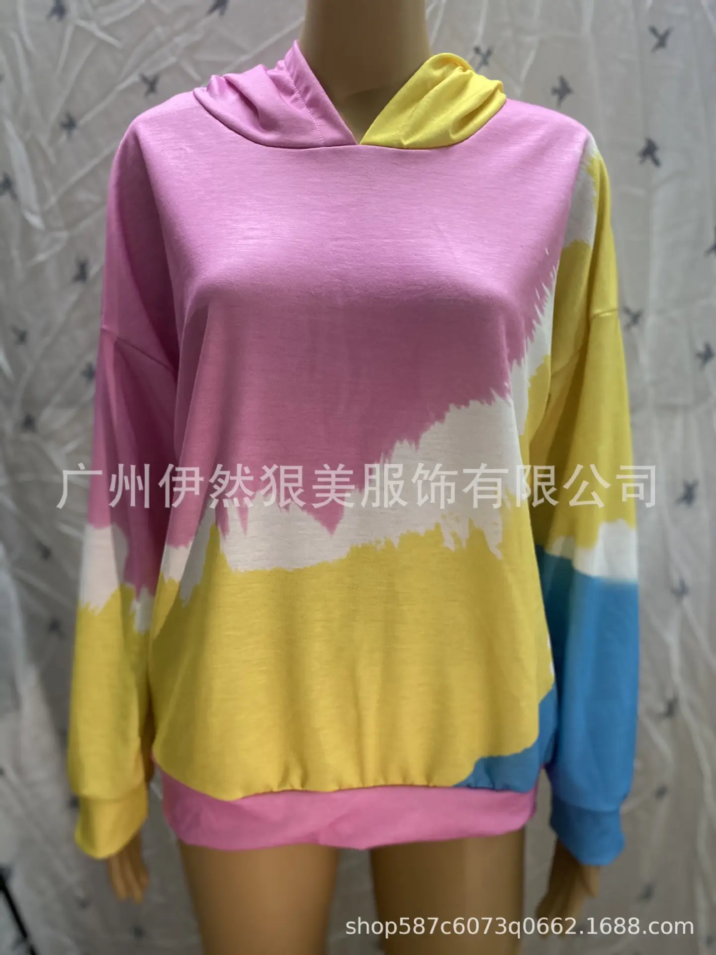 Women's 2020 Tie-Dye Hooded Sweatshirt Orange Green Loose Fit