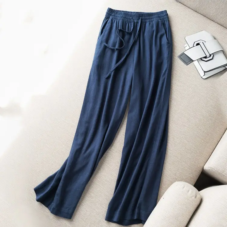 Women White Linen Wide Leg Pants 2024 - Image 6