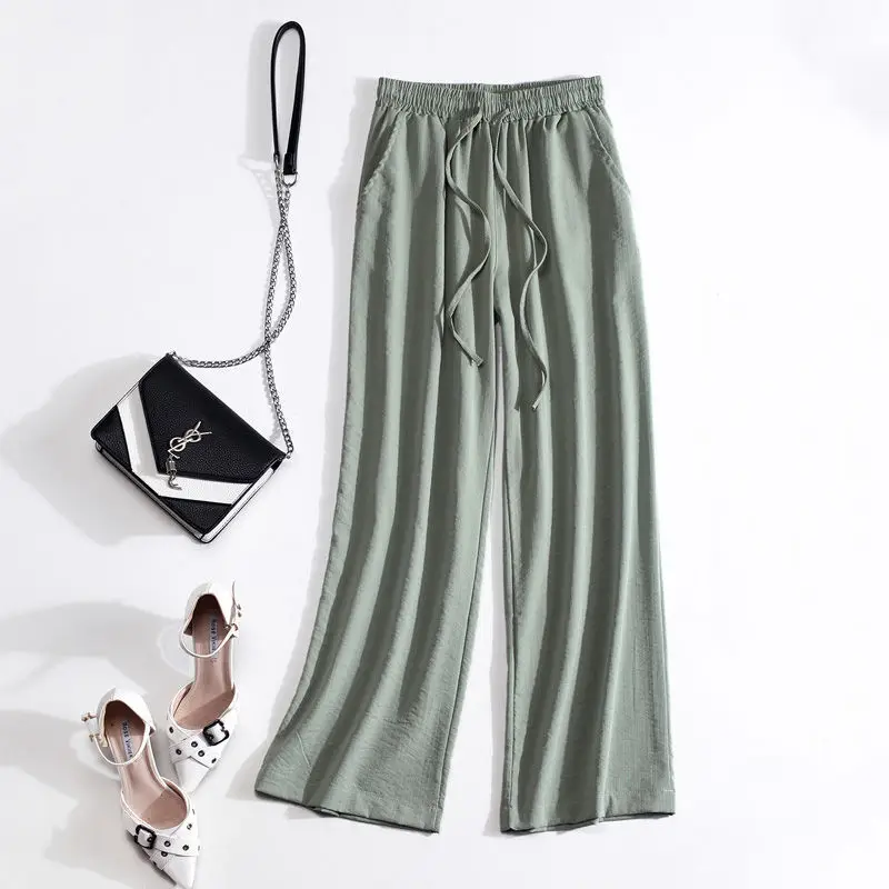 Women White Linen Wide Leg Pants 2024 - Image 7