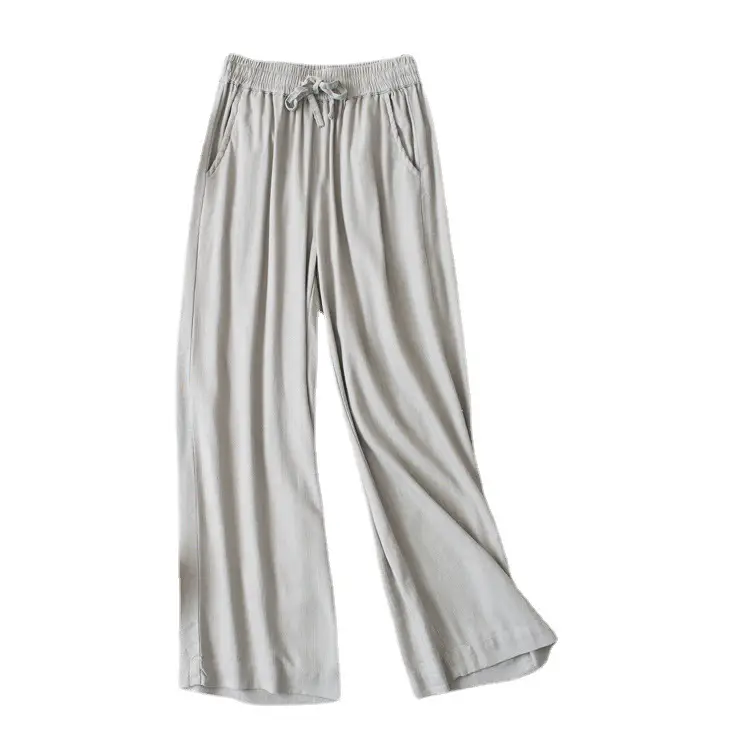 Women White Linen Wide Leg Pants 2024 - Image 10