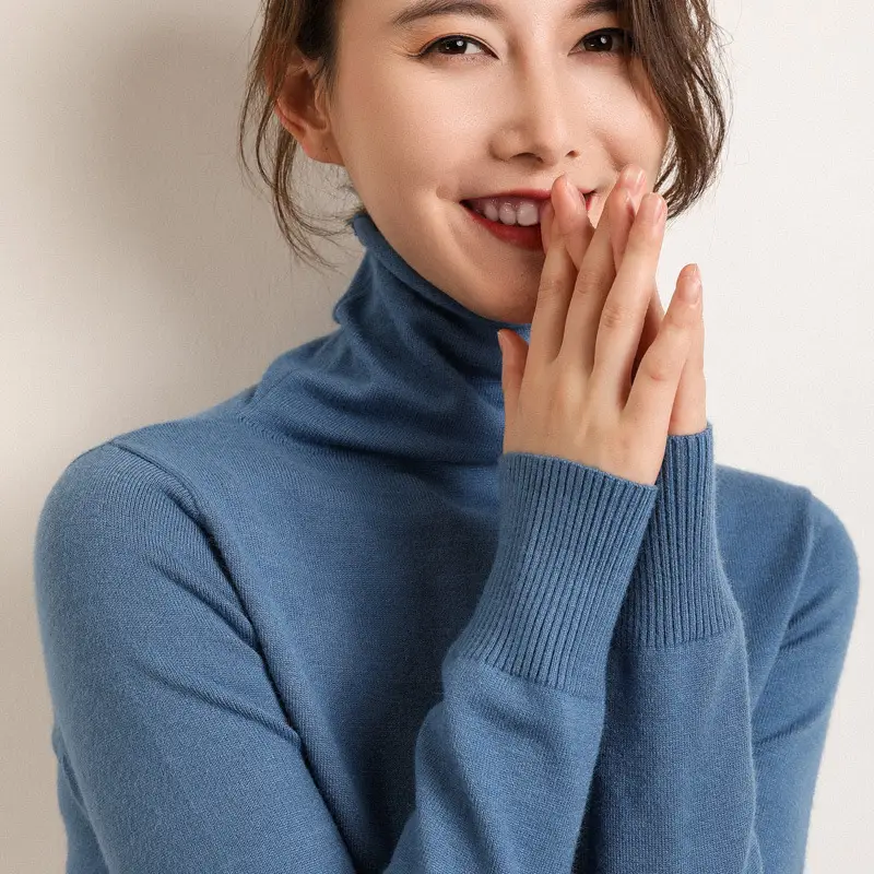 Women's Red Knitted Turtleneck Sweater - Image 25