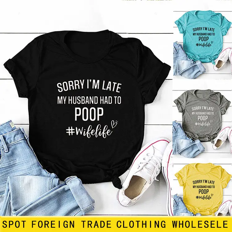 Women's Navy T-Shirt "Sorry I'm Late" Picnic Wish