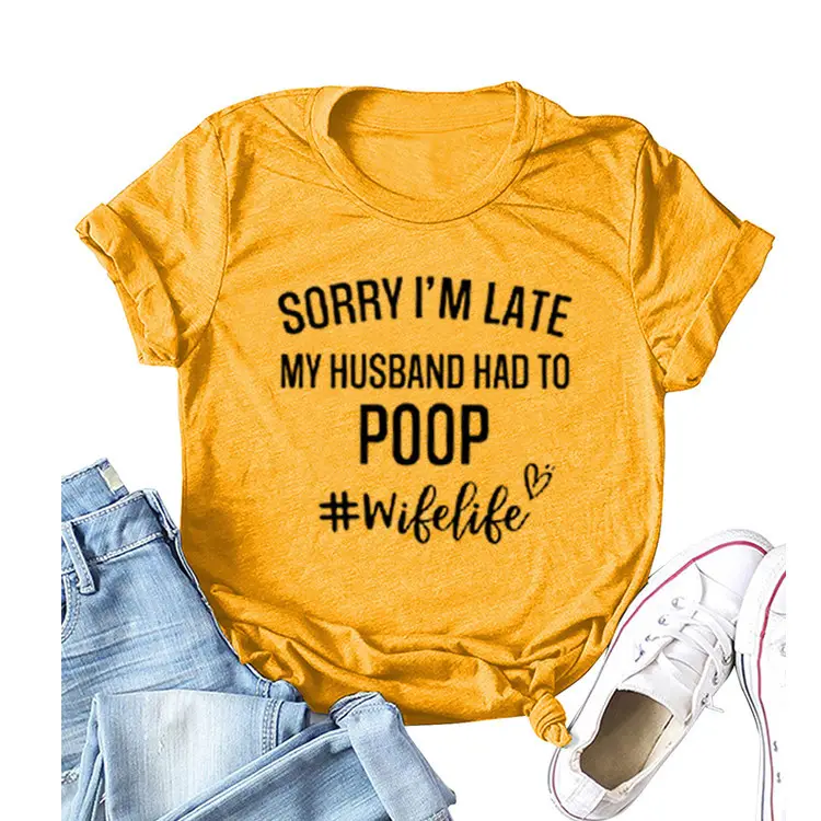 Women's Navy T-Shirt "Sorry I'm Late" Picnic Wish