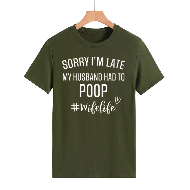 Women's Navy T-Shirt "Sorry I'm Late" Picnic Wish