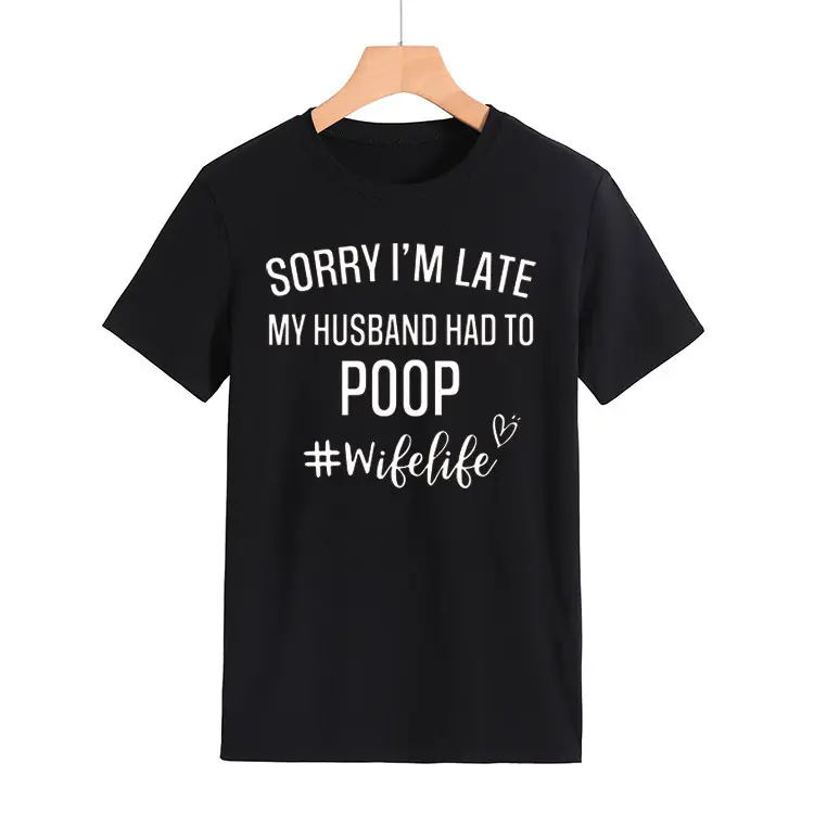 Women's Navy T-Shirt "Sorry I'm Late" Picnic Wish