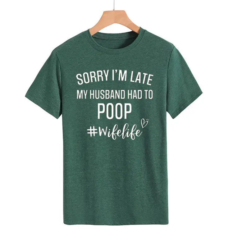Women's Navy T-Shirt "Sorry I'm Late" Picnic Wish