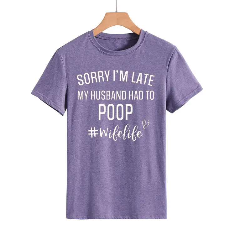 Women's Navy T-Shirt "Sorry I'm Late" Picnic Wish