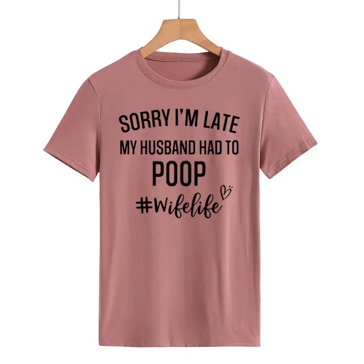 Women's Navy T-Shirt "Sorry I'm Late" Picnic Wish