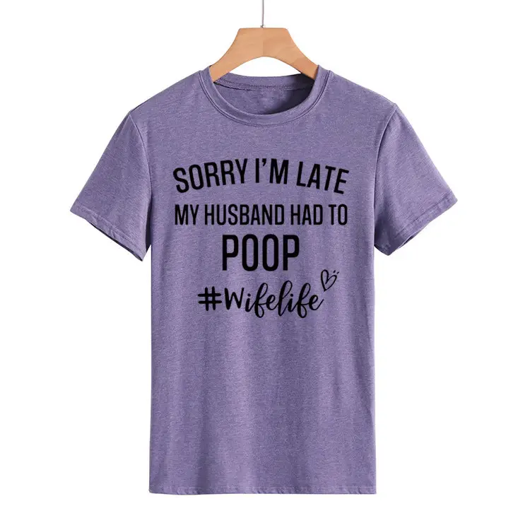 Women's Navy T-Shirt "Sorry I'm Late" Picnic Wish