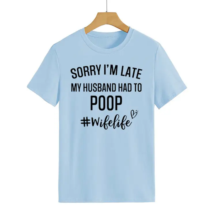 Women's Navy T-Shirt "Sorry I'm Late" Picnic Wish