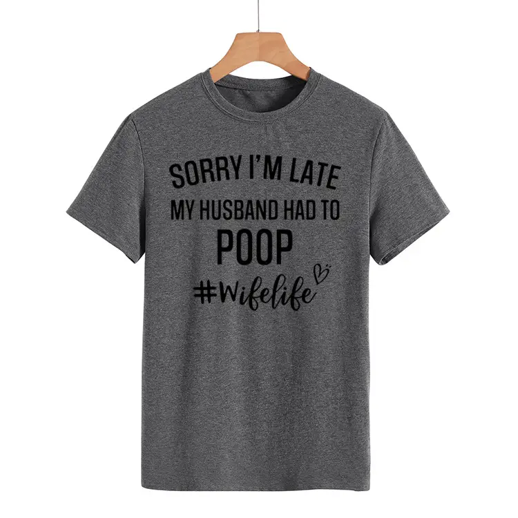 Women's Navy T-Shirt "Sorry I'm Late" Picnic Wish