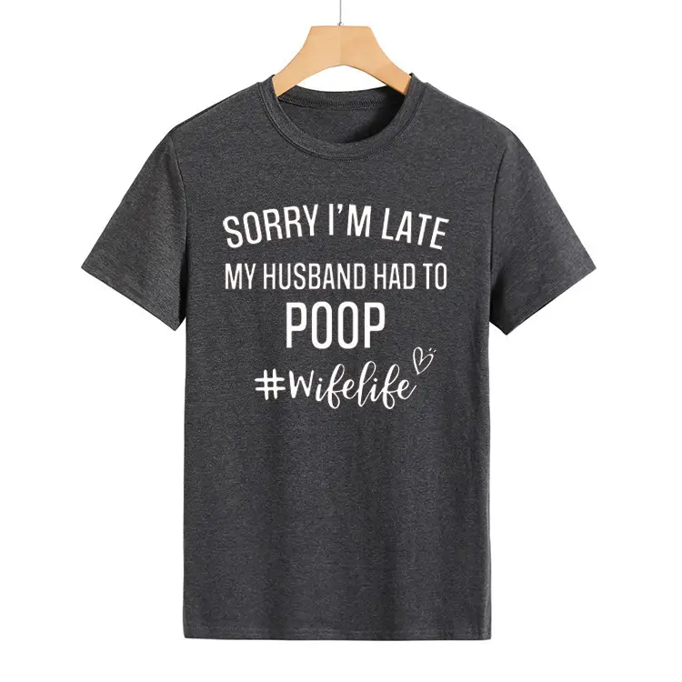 Women's Navy T-Shirt "Sorry I'm Late" Picnic Wish