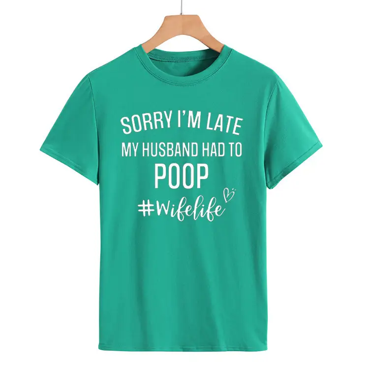 Women's Navy T-Shirt "Sorry I'm Late" Picnic Wish