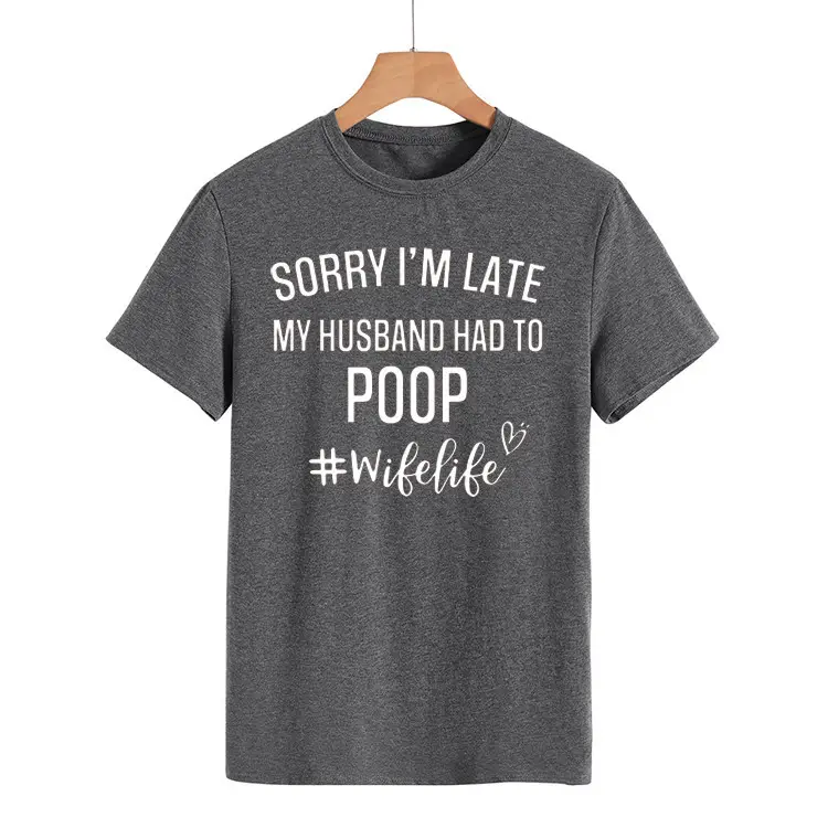 Women's Navy T-Shirt "Sorry I'm Late" Picnic Wish