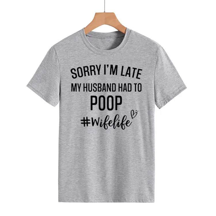Women's Navy T-Shirt "Sorry I'm Late" Picnic Wish