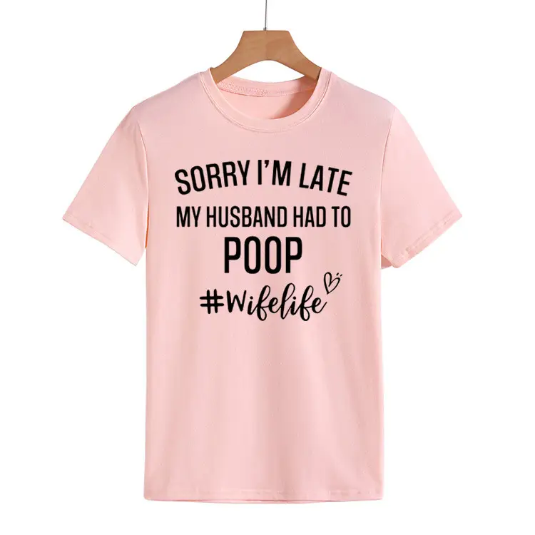 Women's Navy T-Shirt "Sorry I'm Late" Picnic Wish