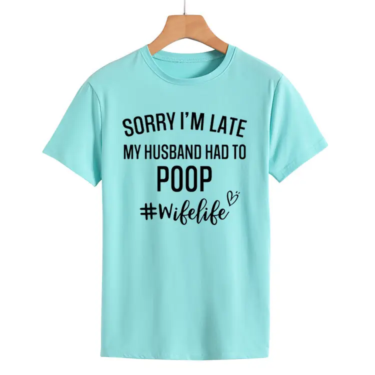 Women's Navy T-Shirt "Sorry I'm Late" Picnic Wish
