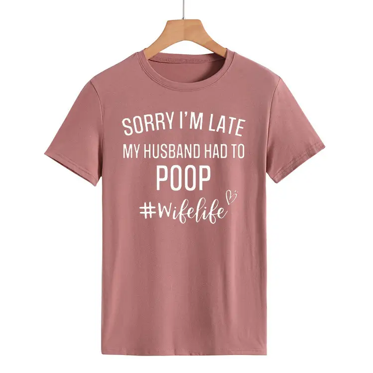 Women's Navy T-Shirt "Sorry I'm Late" Picnic Wish