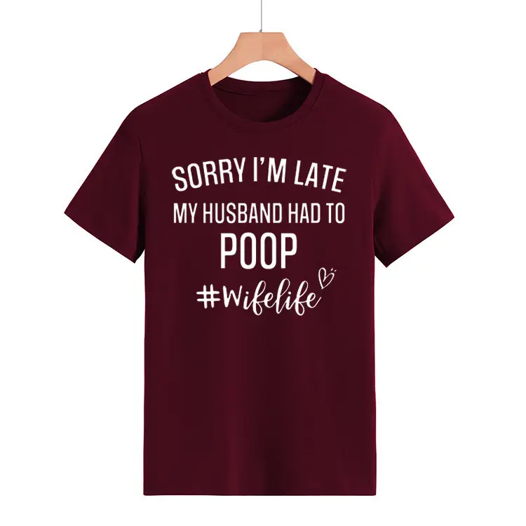Women's Navy T-Shirt "Sorry I'm Late" Picnic Wish