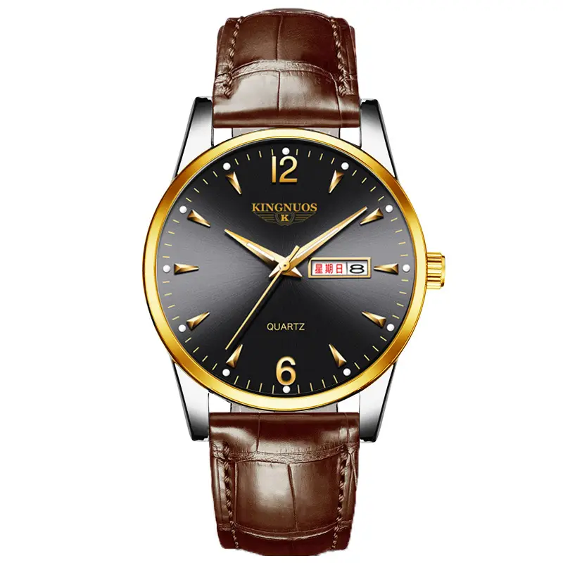 Men's Luminous Quartz Watch Brown Leather Belt - Image 10