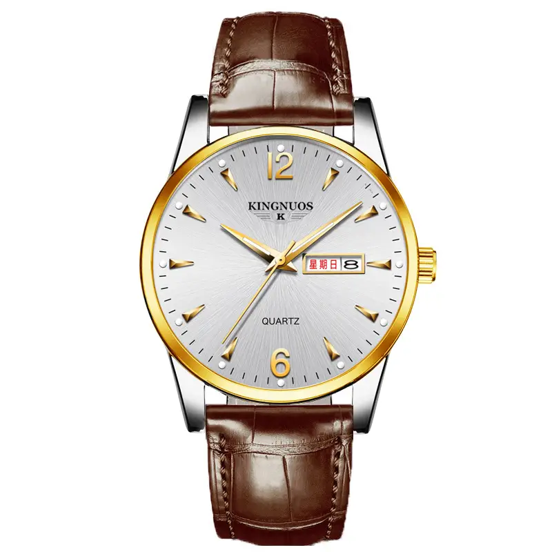 Men's Luminous Quartz Watch Brown Leather Belt - Image 9