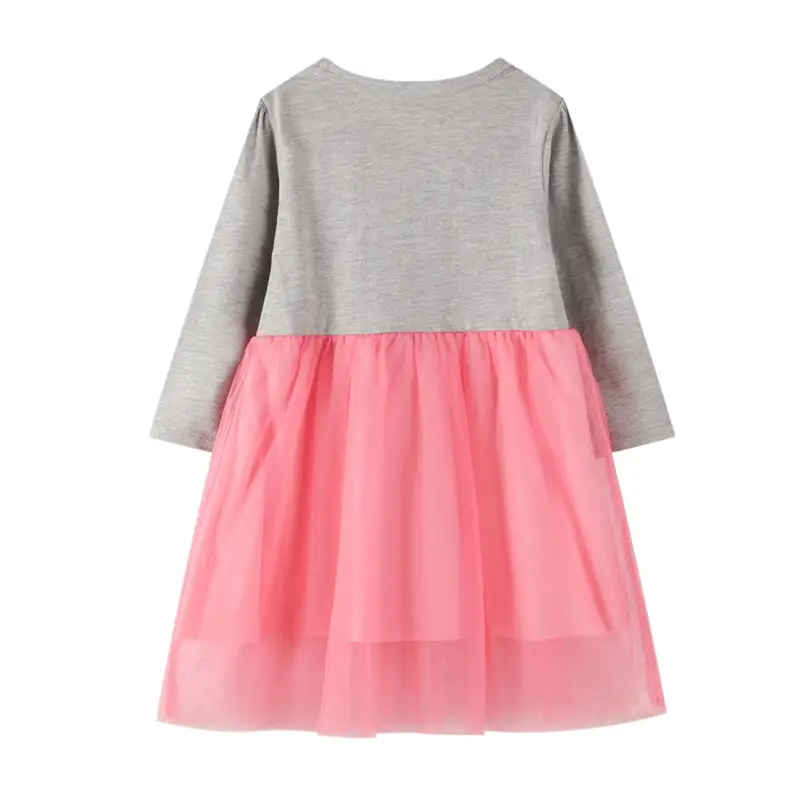 Girls' Unicorn Knitted Princess Dress Grey Pink - Image 5