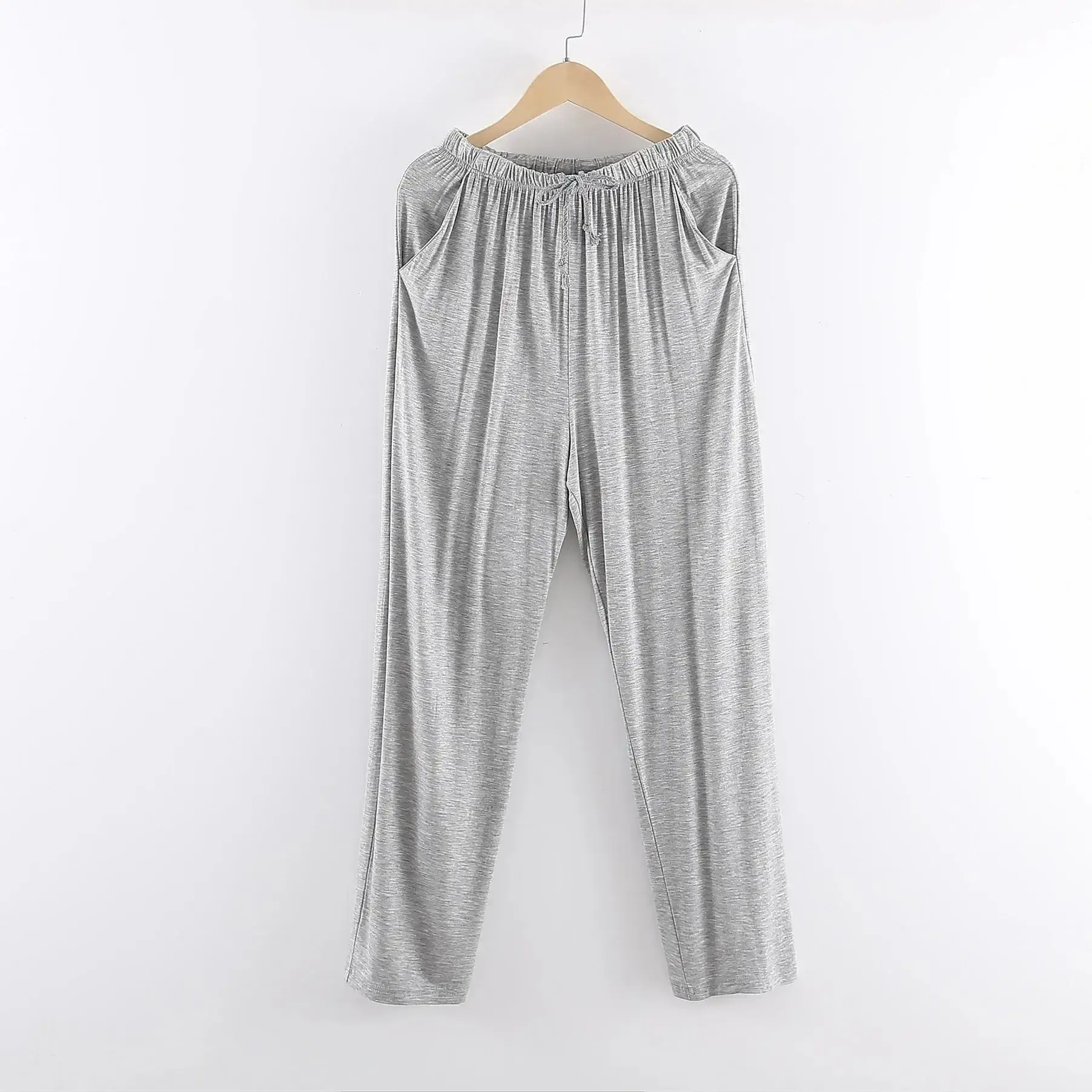 Men's Grey Modal Oversize Trousers Casual Loose Fit - Image 13
