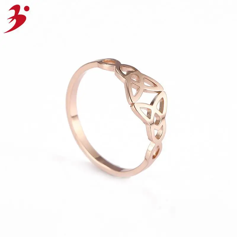 Hollow Symmetrical Irish Knot Rings for Women Gold Silver Rose Gold