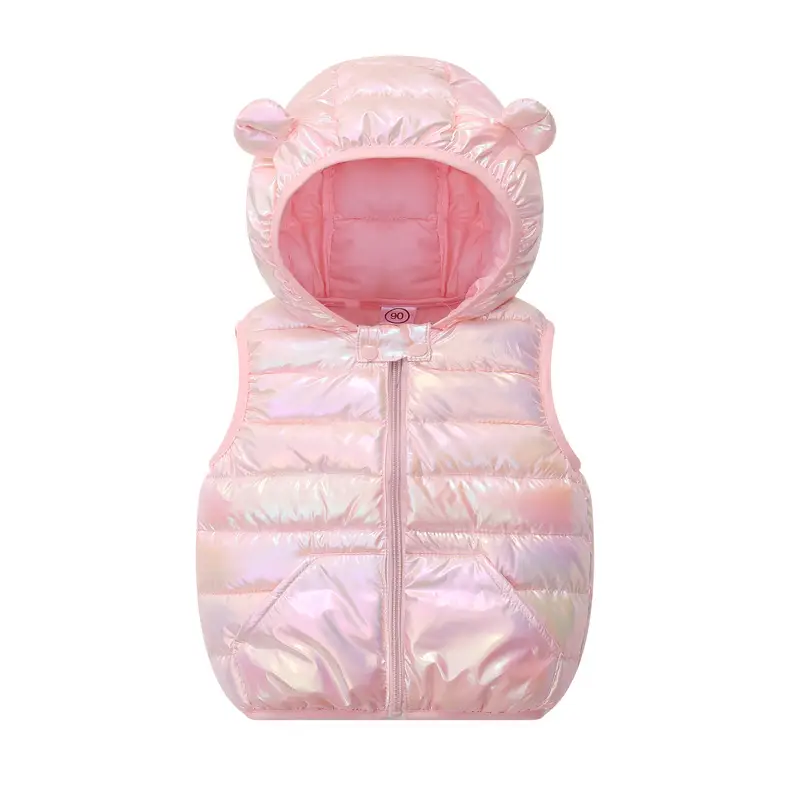 Kids Hooded Vest Light Blue Bear Ears Winter Wear - Image 10