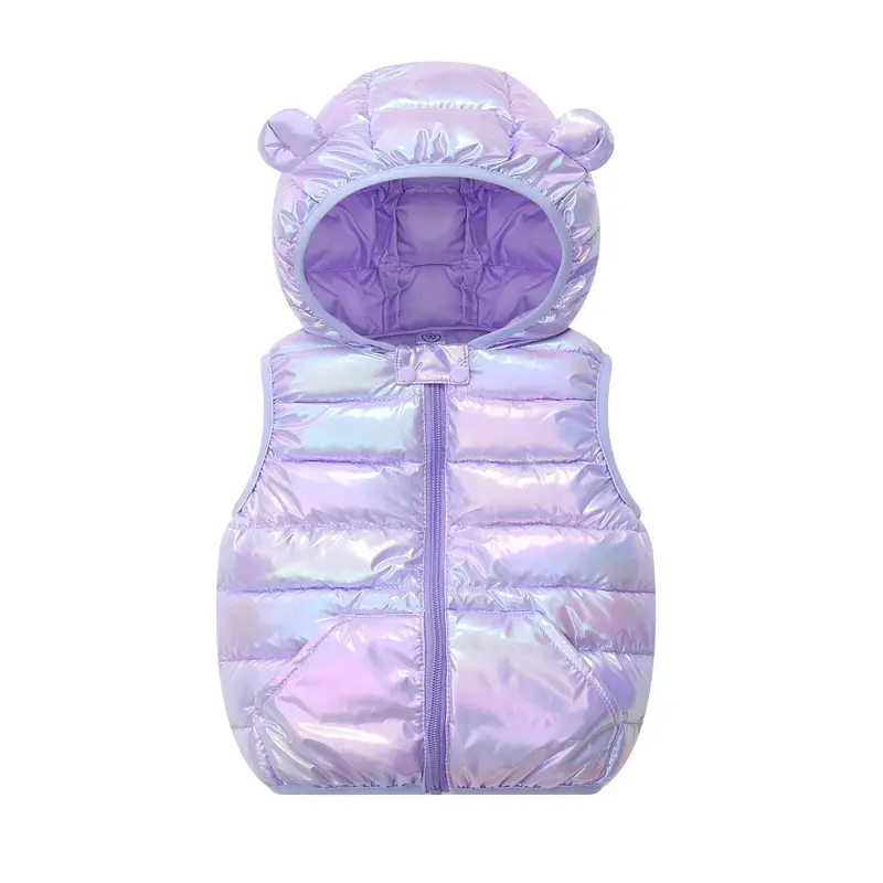 Kids Hooded Vest Light Blue Bear Ears Winter Wear - Image 12