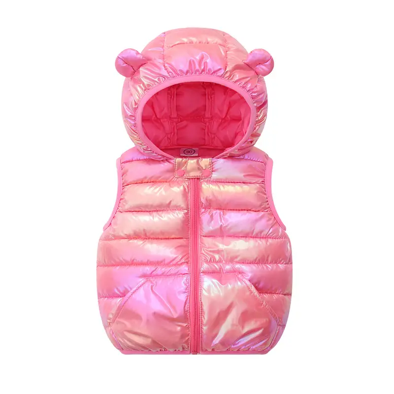 Kids Hooded Vest Light Blue Bear Ears Winter Wear - Image 13