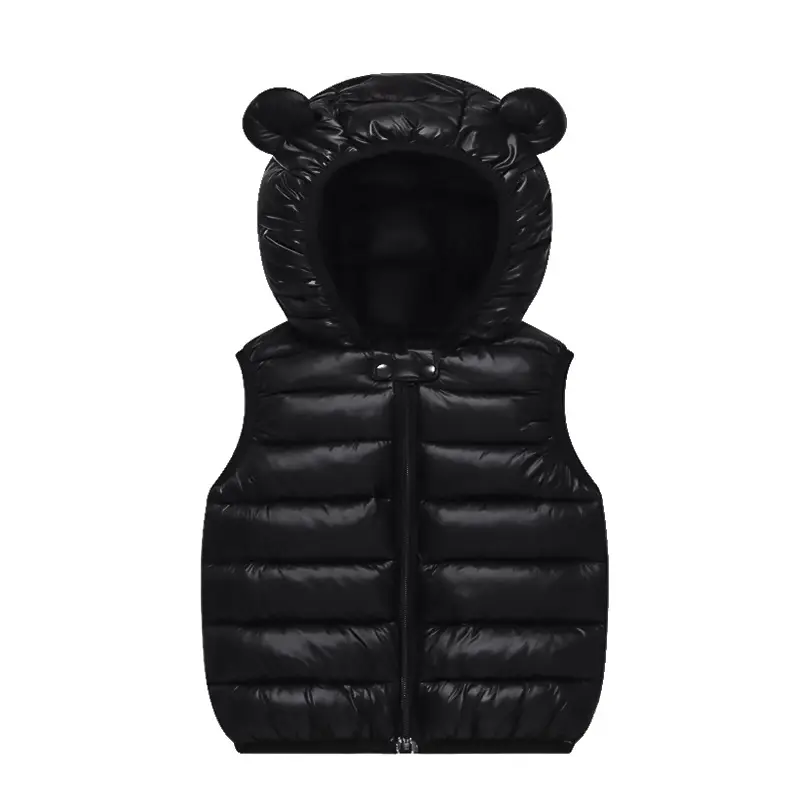 Kids Hooded Vest Light Blue Bear Ears Winter Wear - Image 2