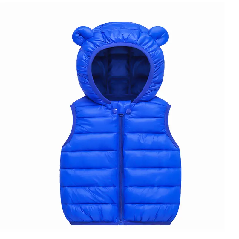 Kids Hooded Vest Light Blue Bear Ears Winter Wear - Image 3