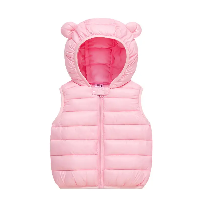 Kids Hooded Vest Light Blue Bear Ears Winter Wear - Image 4